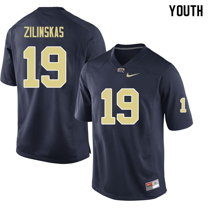 Youth #19 Jake Zilinskas Pittsburgh Panthers College Football Jerseys Sale-Navy